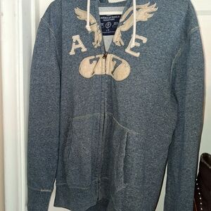 American Eagle Outfitters Men's Gray Zip-Up Sweater